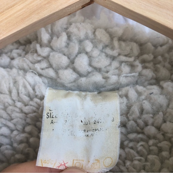 Vintage Denim White Sherpa Lined Shacket Button Up Jacket Dark Wash Work Coat - Picture 16 of 16